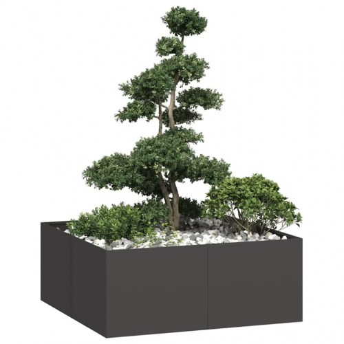 Plantekasse i stål 100 x 100 x 40 cm - sort højbed til have og terrasse