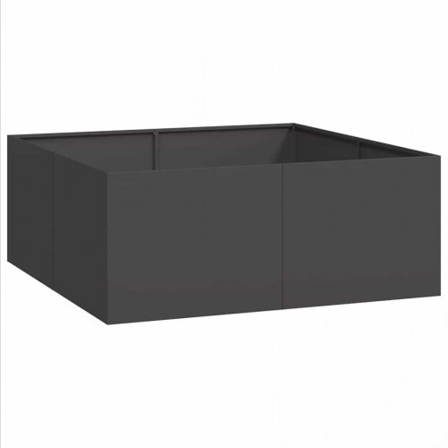 Plantekasse i stål 100 x 100 x 40 cm - sort højbed til have og terrasse