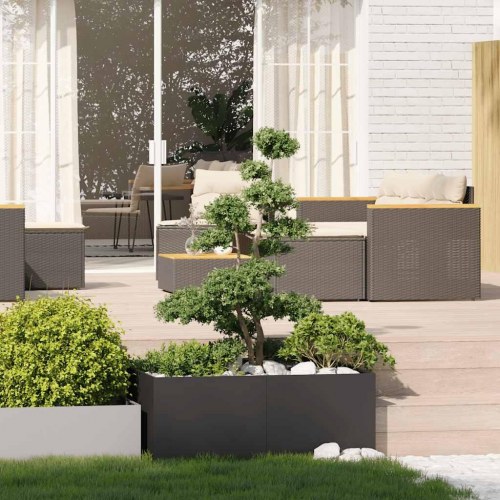 Plantekasse i stål 100 x 100 x 40 cm - sort højbed til have og terrasse