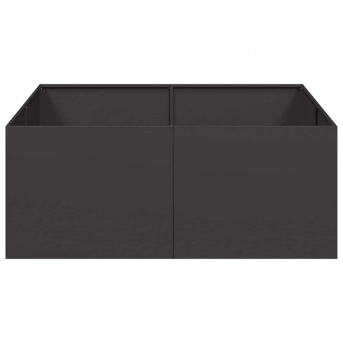 Plantekasse i stål 100 x 100 x 40 cm - sort højbed til have og terrasse