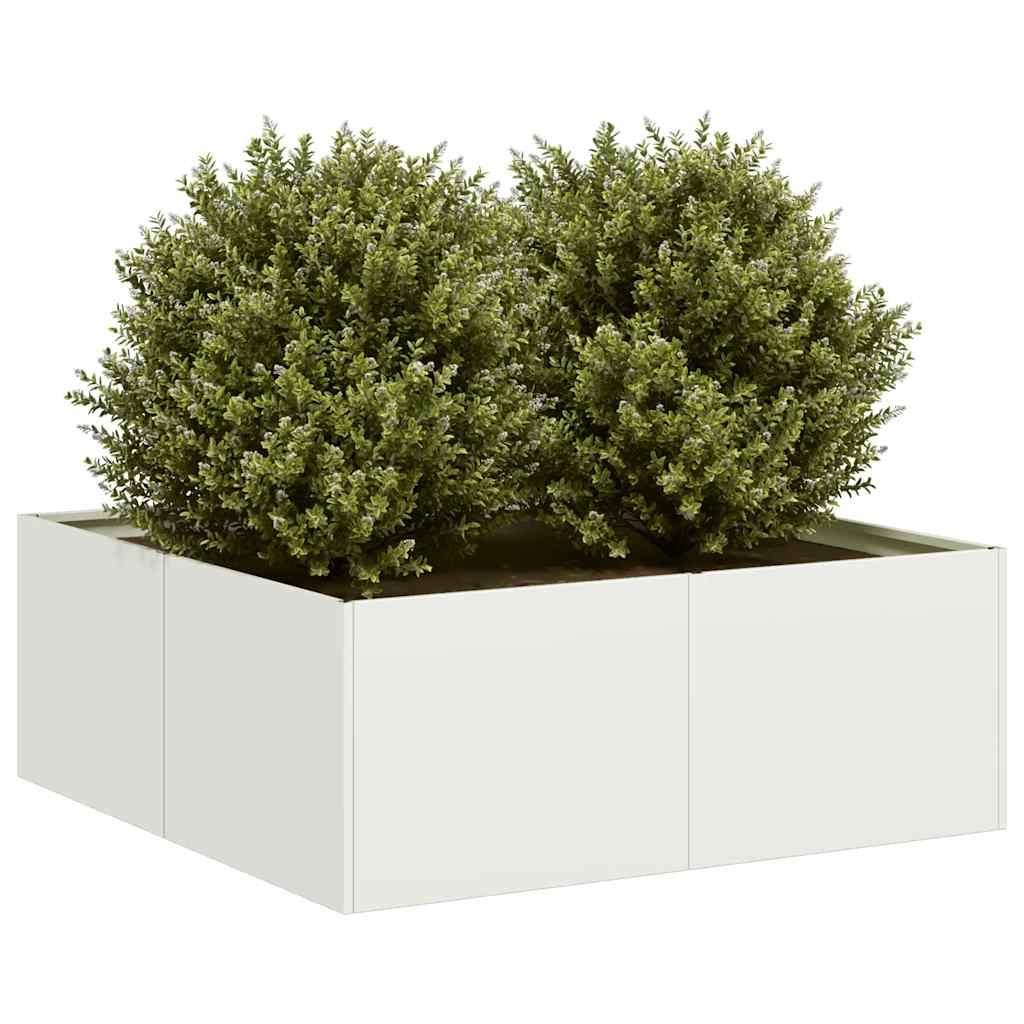 Plantekasse 80x80x30 cm stål hvid billede