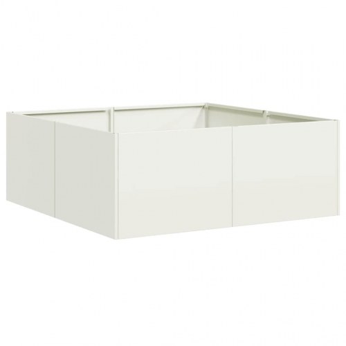 Plantekasse i stål - 80 × 80 × 30 cm, hvid