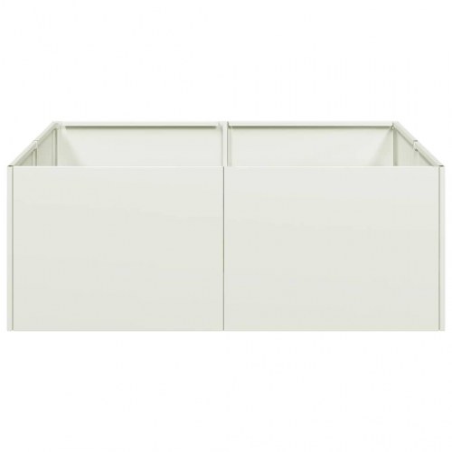 Plantekasse i stål - 80 × 80 × 30 cm, hvid