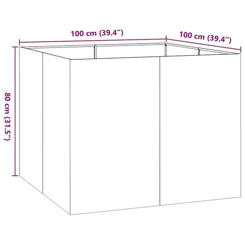 Plantekasse 100x100x80 cm stål hvid