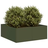 Plantekasse 80x80x30 cm stål olivengrøn