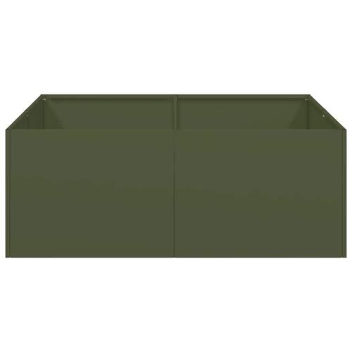 Plantekasse 80x80x30 cm stål olivengrøn