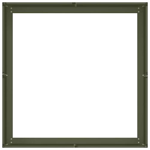 Plantekasse 80x80x30 cm stål olivengrøn