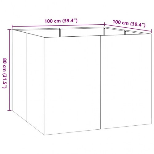 Plantekasse 100×100×80 cm i stål - olivengrøn