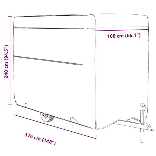 Hestetrailerovertræk 376x168x240 cm ikke-vævet stof grå