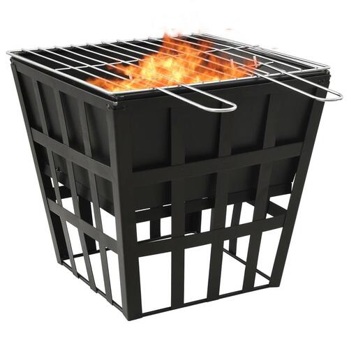 2-i-1 bålfad og grill 34x34x48 cm stål
