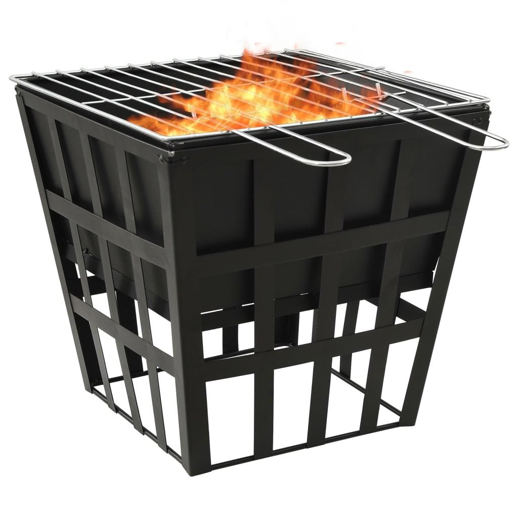 2-i-1 bålfad og grill 34x34x48 cm stål