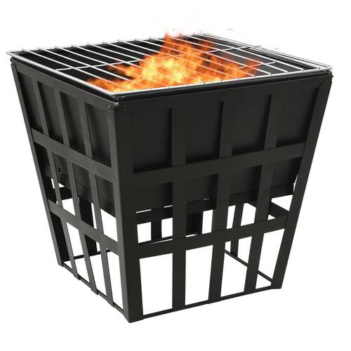 2-i-1 bålfad og grill 34x34x48 cm stål