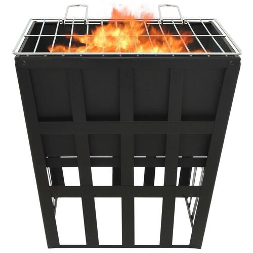 2-i-1 bålfad og grill 34x34x48 cm stål