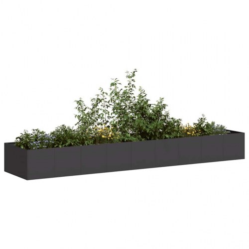 Plantekasse i stål - 360 × 80 × 40 cm, sort højbed