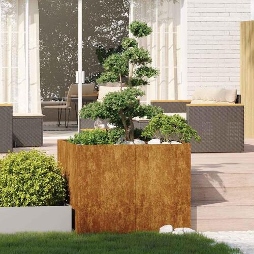Plantekasse rustfarvet 100x100x80 cm forvitringsstål