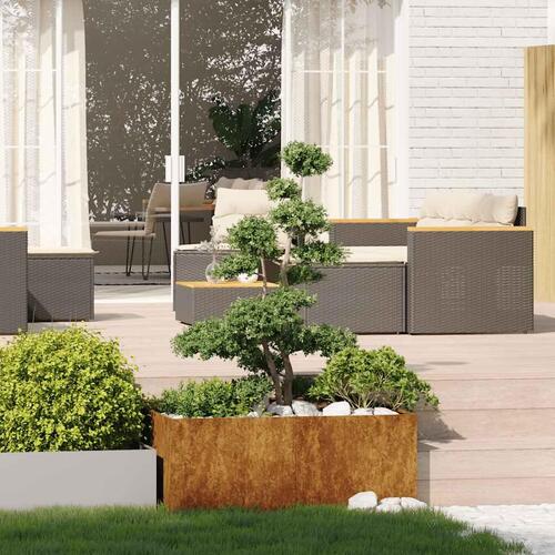 Plantekasse rustfarvet 100x100x40 cm forvitringsstål