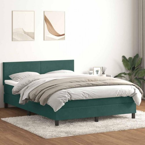 Kontinentalseng med madras 140x220 cm fløjl mørkegrøn