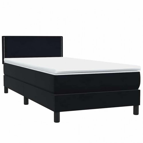 Kontinentalseng med madras i sort fløjl 80 × 220 cm