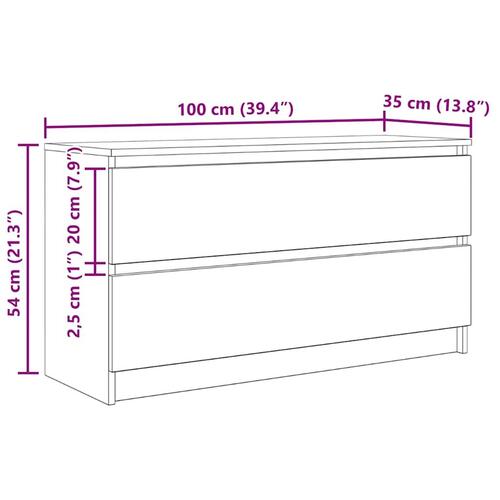 Tv-bord 100x35x54 cm konstrueret træ sonoma-eg