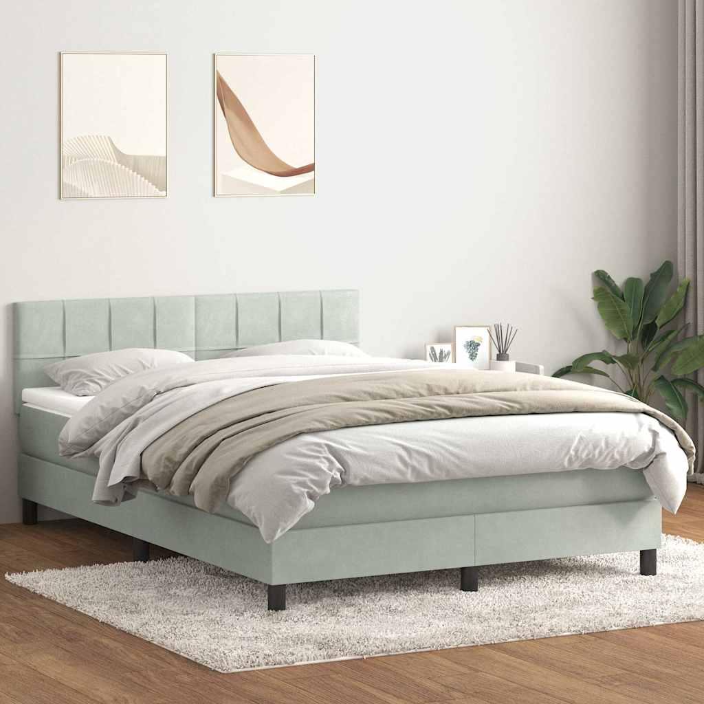 Kontinentalseng med madras 140x220 cm fløjl lysegrå