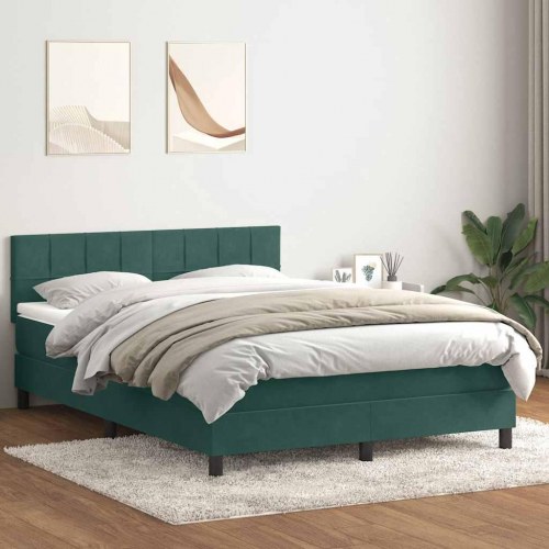 Kontinentalseng med madras 140x220 cm fløjl mørkegrøn
