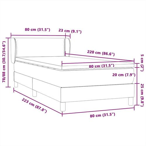 Kontinentalseng med madras sort 80x220 cm fløjl