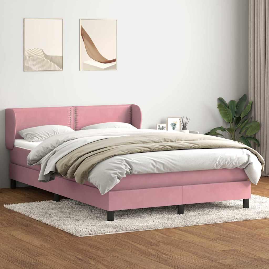 Kontinentalseng med madras 140x210 cm fløjl lyserød