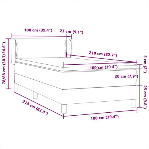 Kontinentalseng med madras 100x210 cm fløjl lyserød