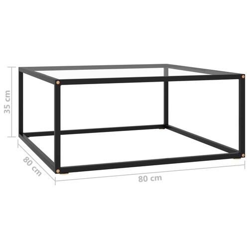 Sofabord 80x80x35 cm hærdet glas sort