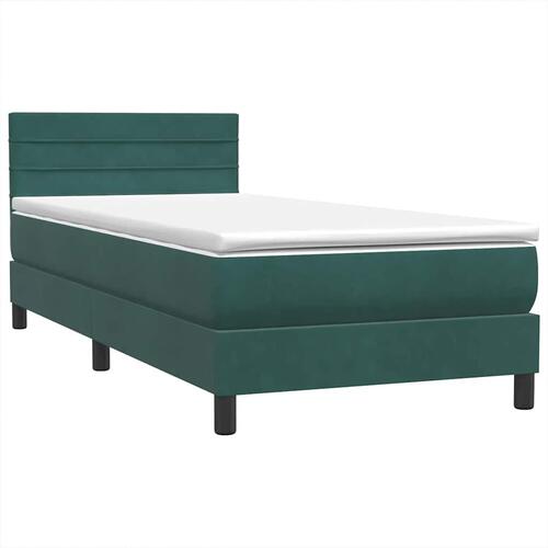 Kontinentalseng med madras 90x220 cm fløjl mørkegrøn