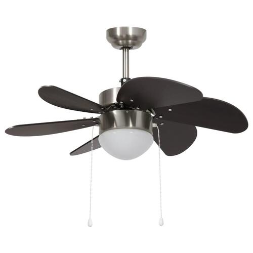 Loftventilator med lampe 76 cm mørkebrun