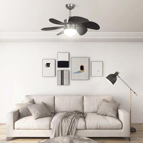 Loftventilator med lampe 76 cm mørkebrun