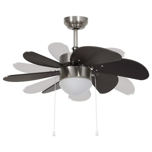 Loftventilator med lampe 76 cm mørkebrun