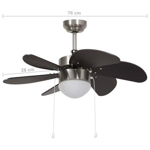 Loftventilator med lampe 76 cm mørkebrun