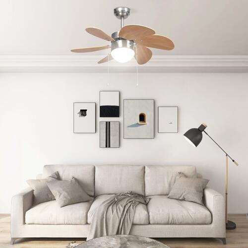 Loftventilator med lampe 76 cm lysebrun