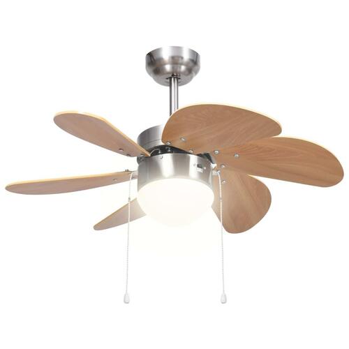 Loftventilator med lampe 76 cm lysebrun
