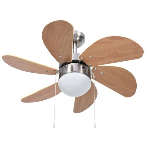 Loftventilator med lampe 76 cm lysebrun