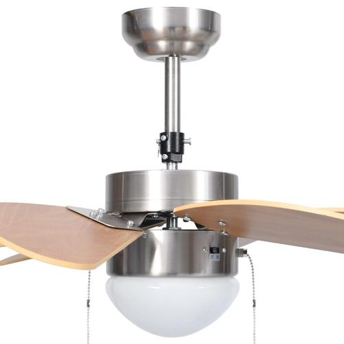 Loftventilator med lampe 76 cm lysebrun