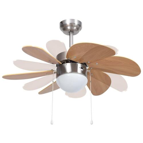 Loftventilator med lampe 76 cm lysebrun