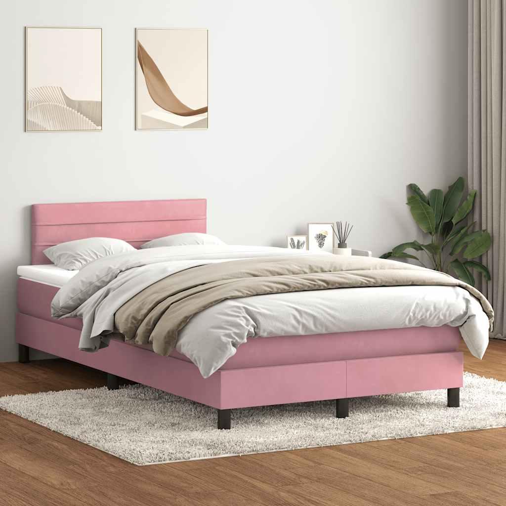 Kontinentalseng med madras 120x220 cm velour lyserød