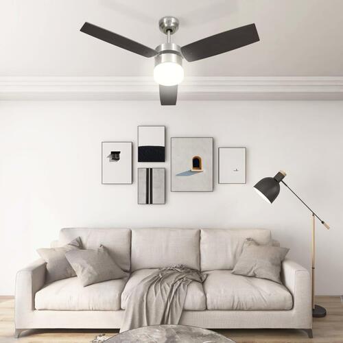 Loftventilator med lys og fjernbetjening 108 cm mørkebrun