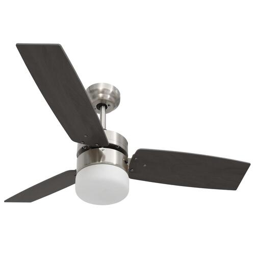 Loftventilator med lys og fjernbetjening 108 cm mørkebrun