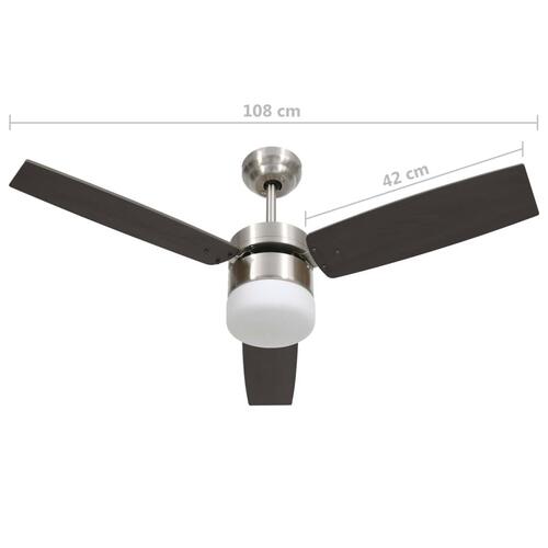 Loftventilator med lys og fjernbetjening 108 cm mørkebrun