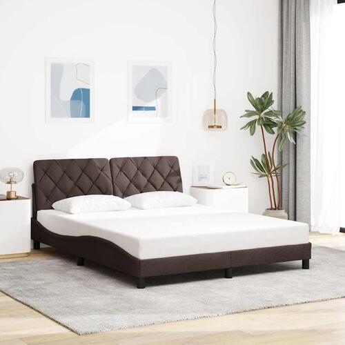 Sengeramme med LED uden madras 160x200 cm stof mørkebrun