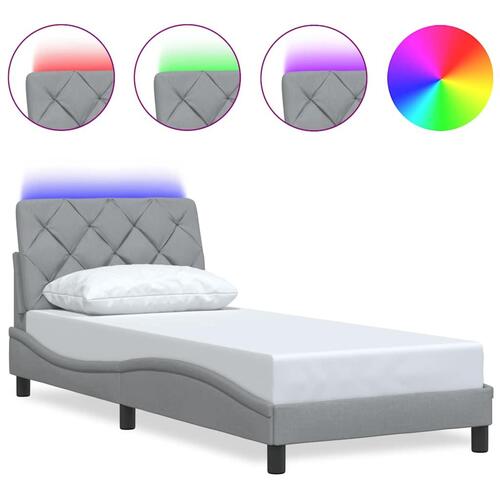 Sengeramme med LED uden madras 80x200 cm stof lysegrå