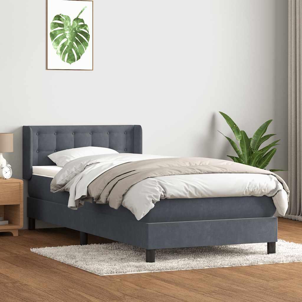 Kontinentalseng med madras mørkegrå 80x210 cm fløjl billede