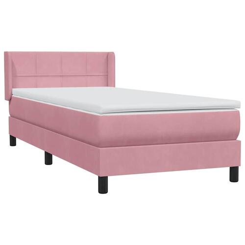 Kontinentalseng med madras lyserød 80x210 cm fløjl