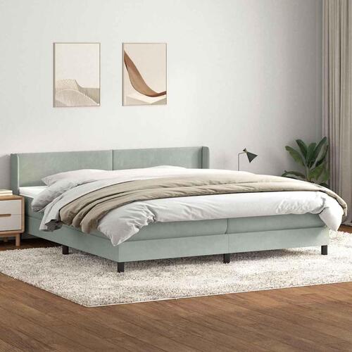 Kontinentalseng med madras 180x210 cm fløjl lysegrå