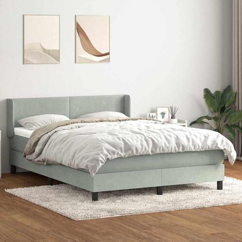 Kontinentalseng med madras 140x210 cm fløjl lysegrå