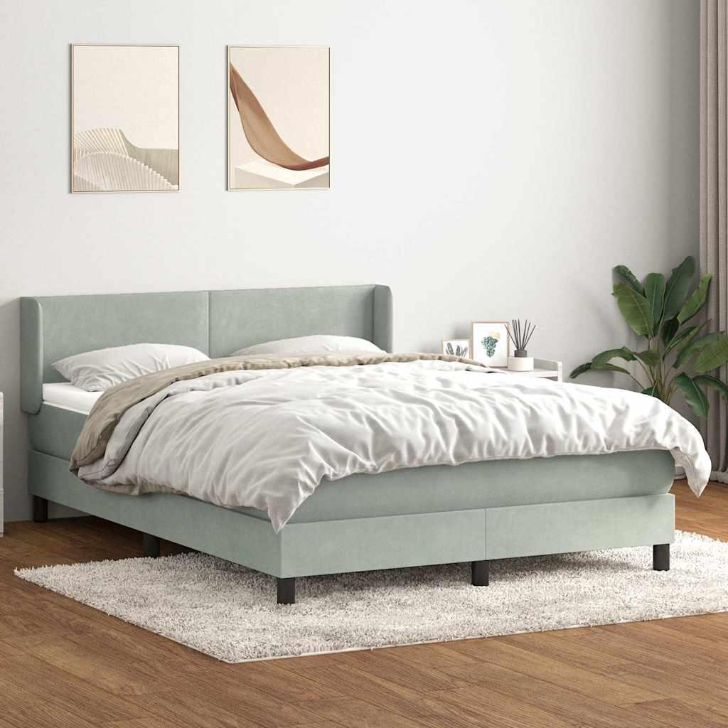Kontinentalseng med madras 140x210 cm fløjl lysegrå